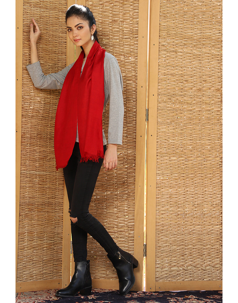 Candy Red Solid Cashmere Scarf - KashmirBox.com