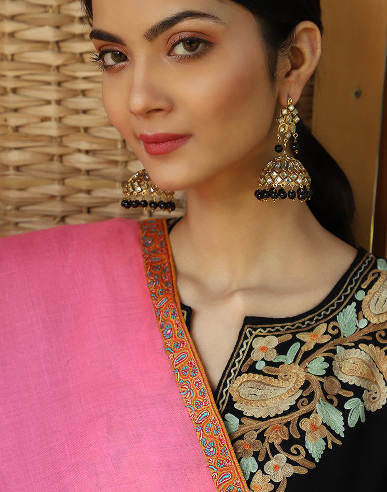 Pink Hashidaar Sozni Pashmina Shawl - KashmirBox.com