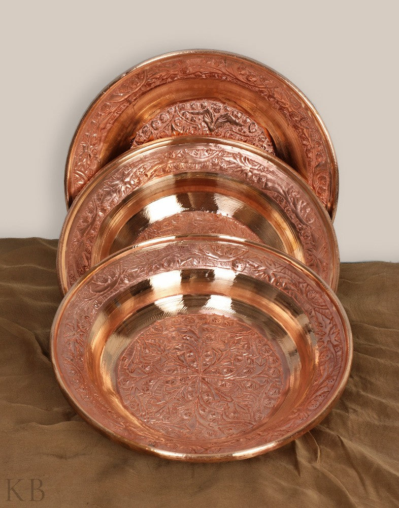 Vine Engraved Copper Plate - KashmirBox.com