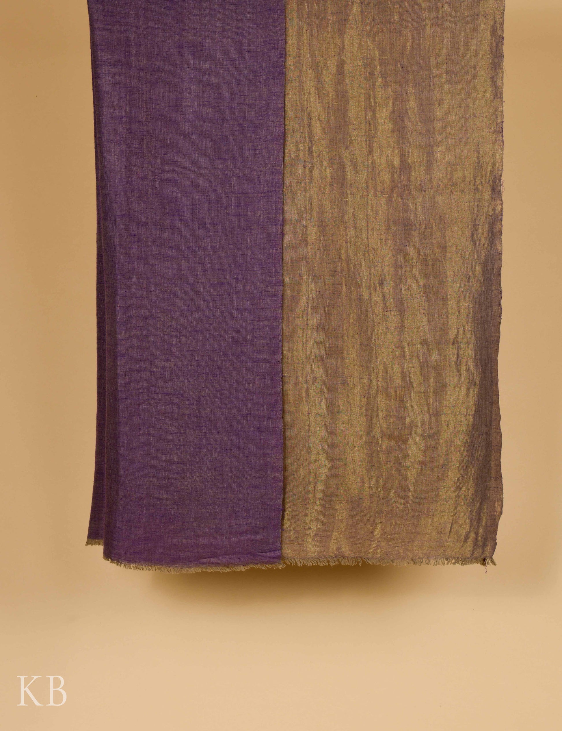 Purple Golden Reversible Pashmina Shawl - Kashmir Box