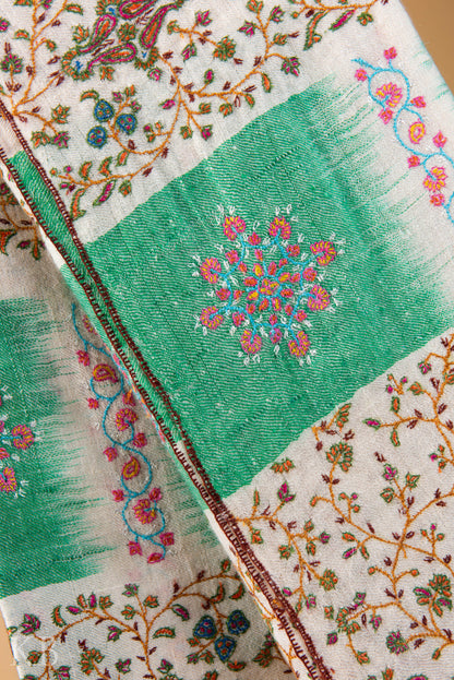 Multicolored Modern Design Embroidered Pashmina Stole - Kashmir Box