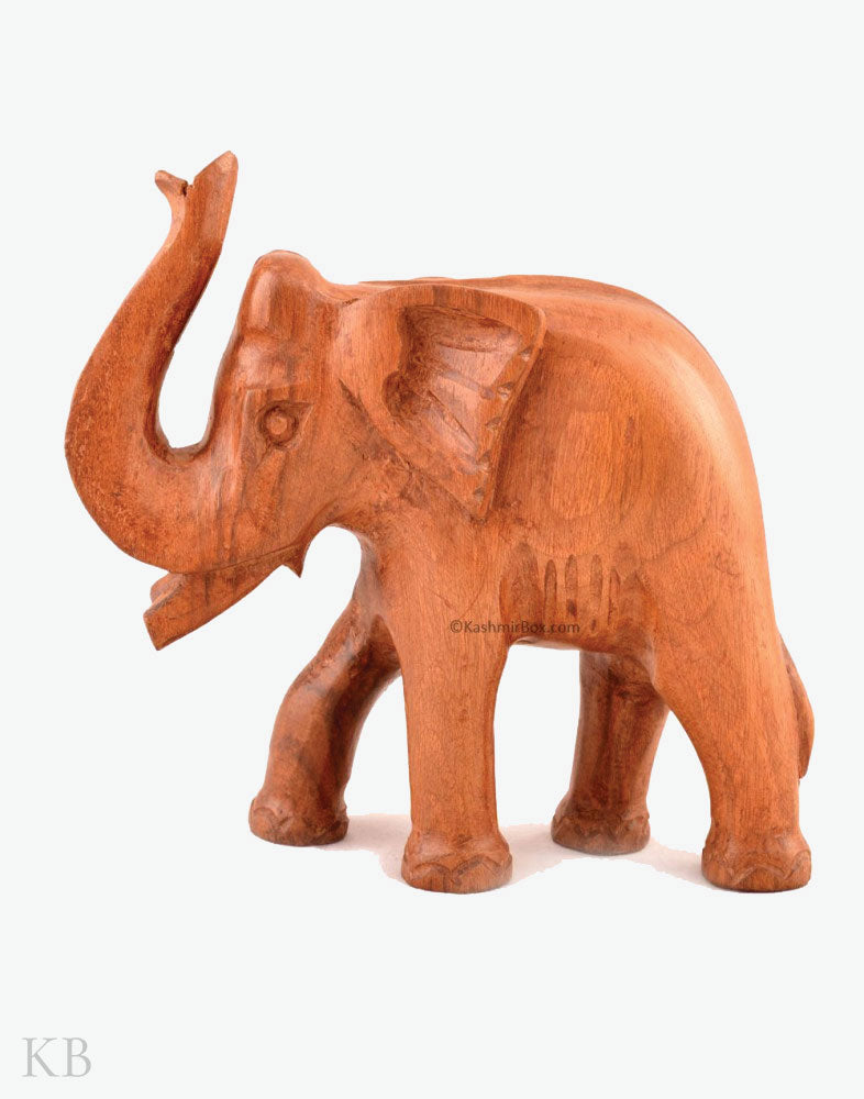 Walnut Wood Trunk Up Elephant - Kashmir Box