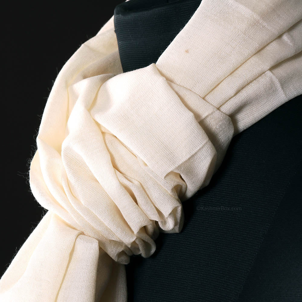 White Woolen Scarf - KashmirBox.com