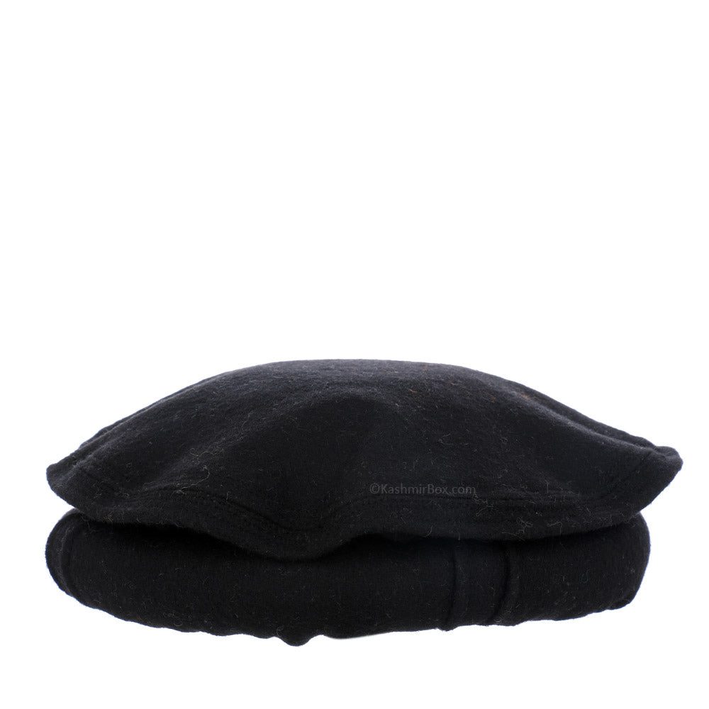 Black Pakol Cap - KashmirBox.com