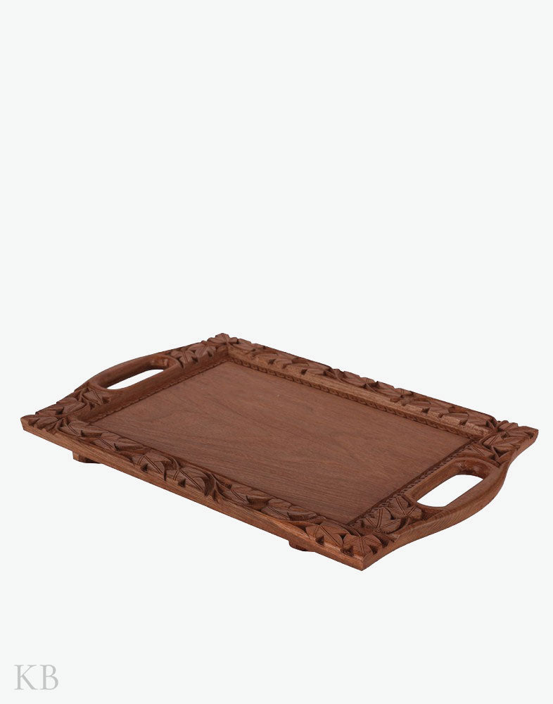 Walnut Wood Chinar Tray - Kashmir Box