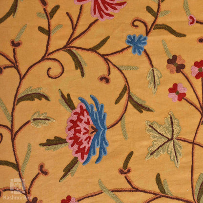 Mustard Vineal Crewel Embroidered Curtain - KashmirBox.com