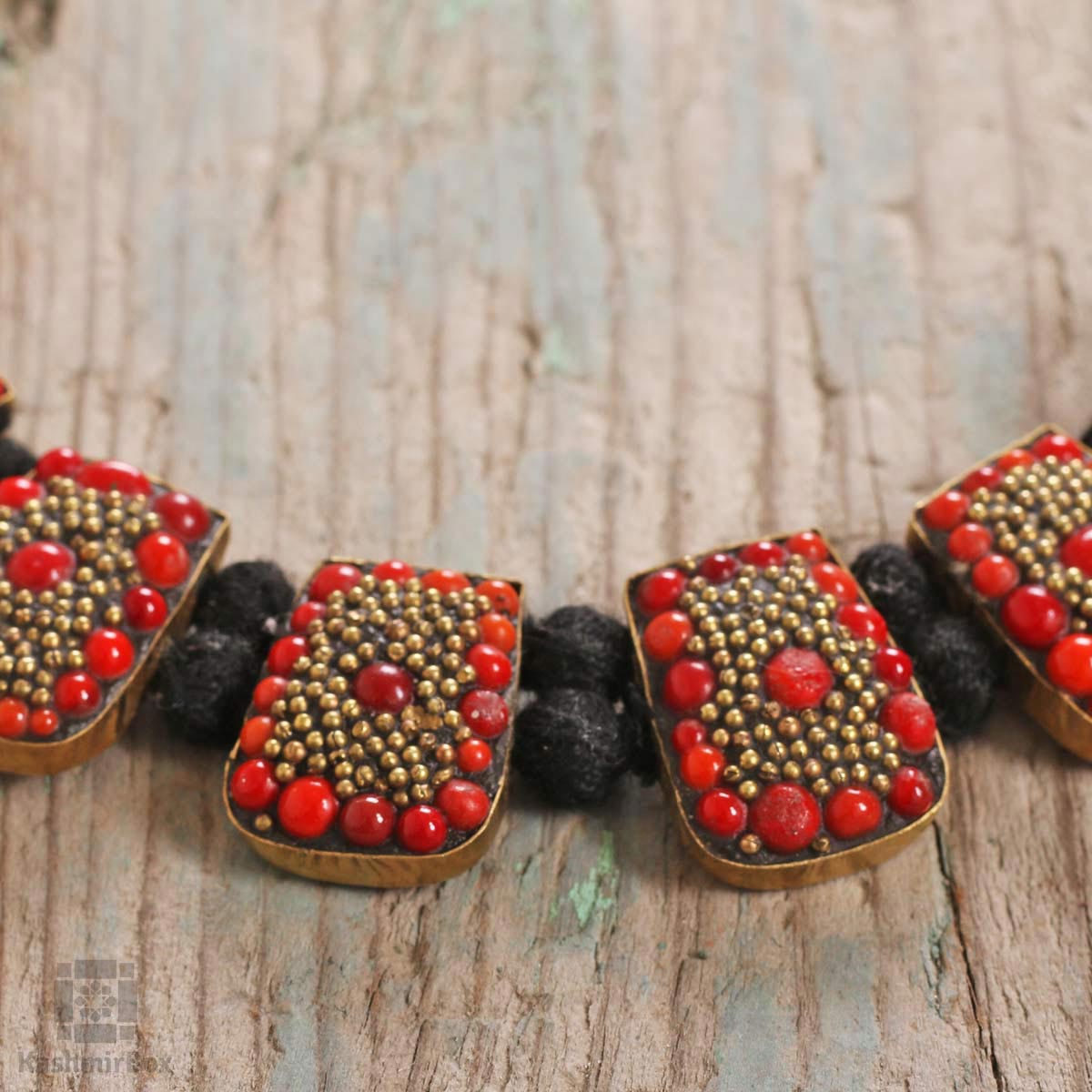 Red Bead Handmade Necklace Set - Kashmir Box