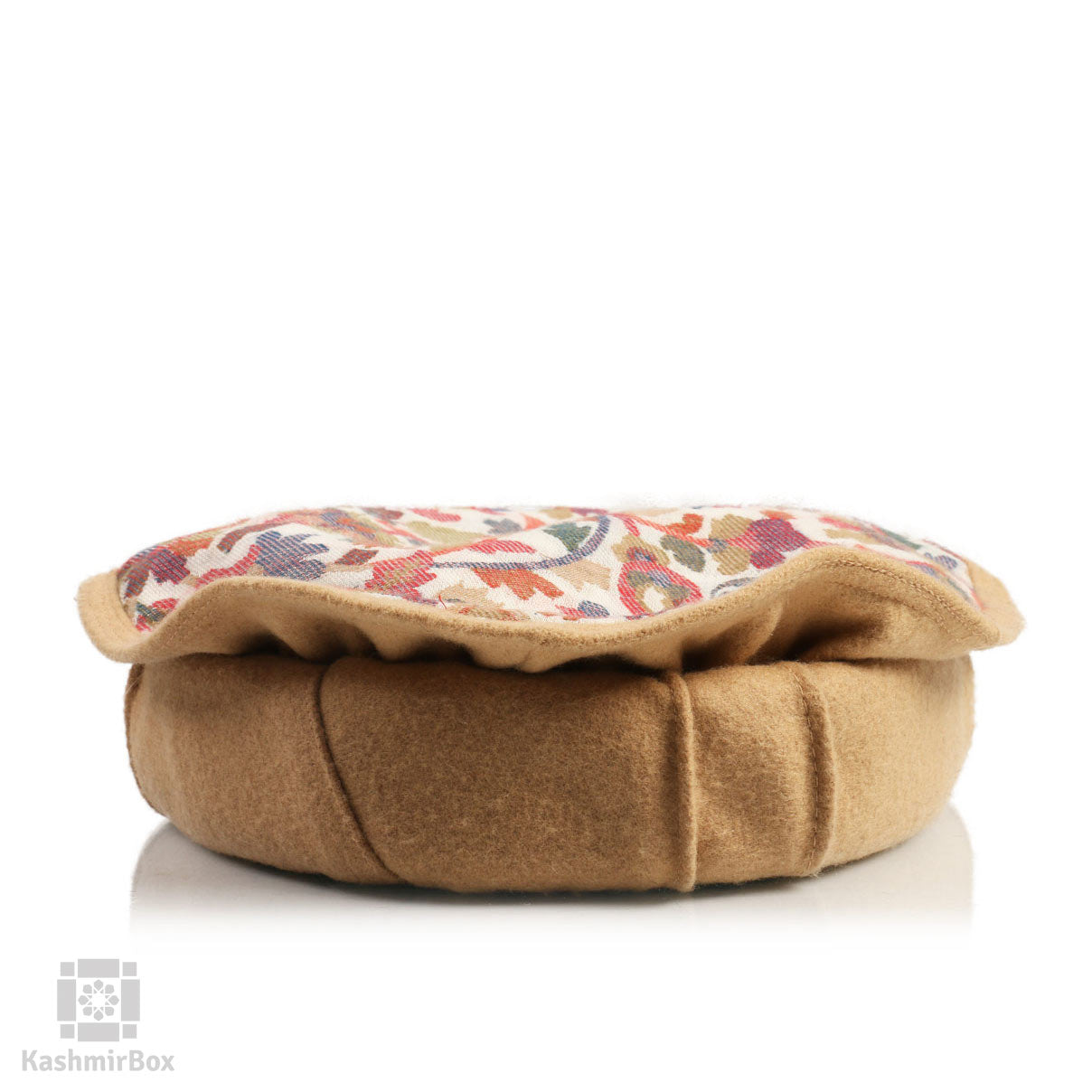Latte Tan Kani Print Pakol Cap - Kashmir Box