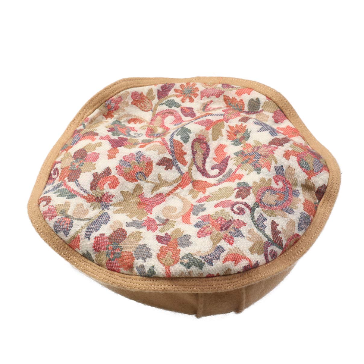 Latte Tan Kani Print Pakol Cap - Kashmir Box