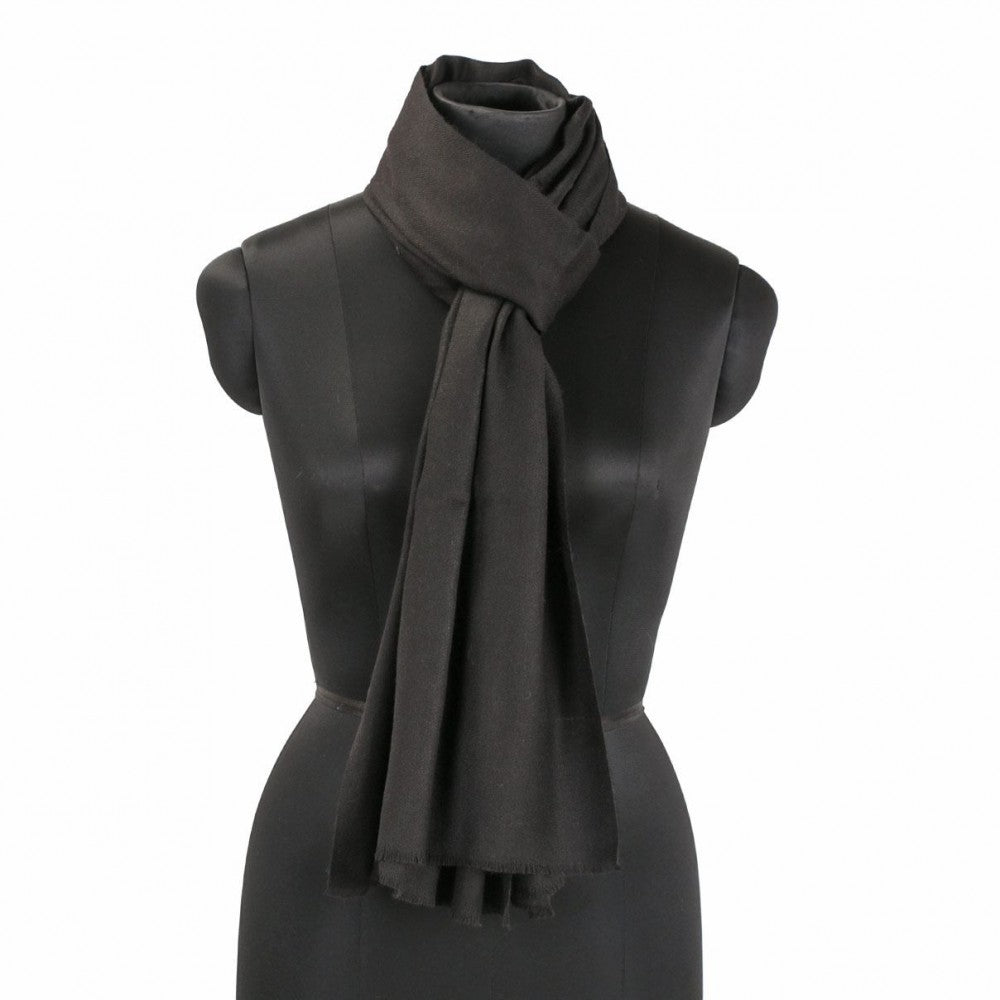Metal Black Solid Woolen Scarf - Kashmir Box
