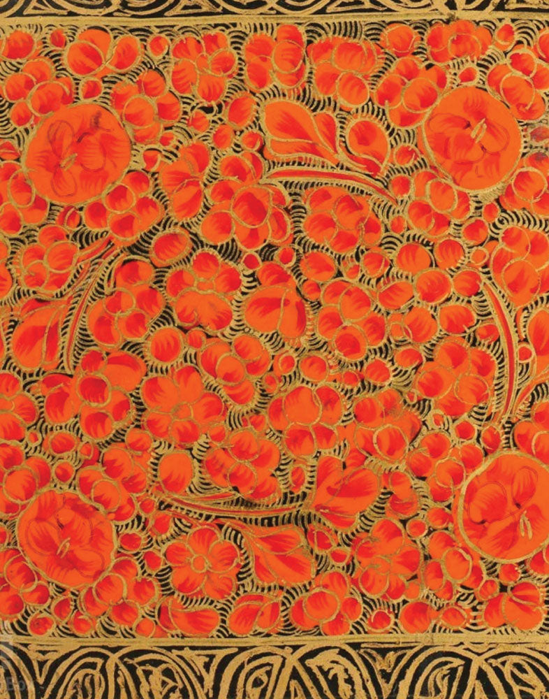 Orange Efflorescence Square Paper Mache Coaster Set - Kashmir Box