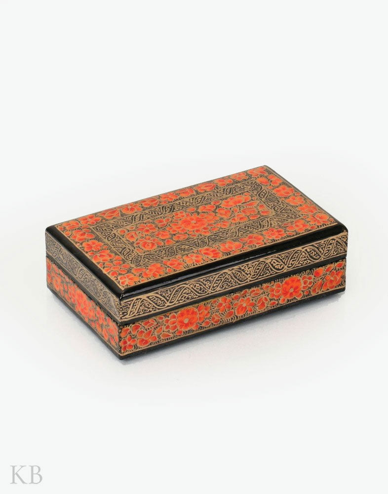 Floral Border Handmade Paper Mache Gift Box - Kashmir Box