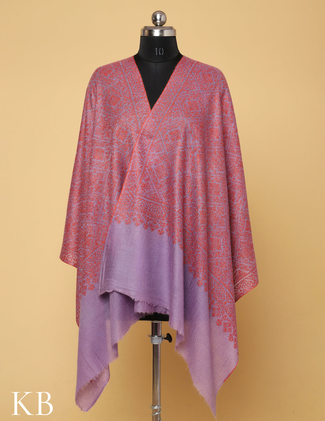 Lavender Sozni Embroidered Pure Pashmina Stole - Kashmir Box