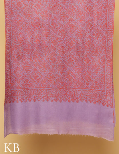 Lavender Sozni Embroidered Pure Pashmina Stole - Kashmir Box