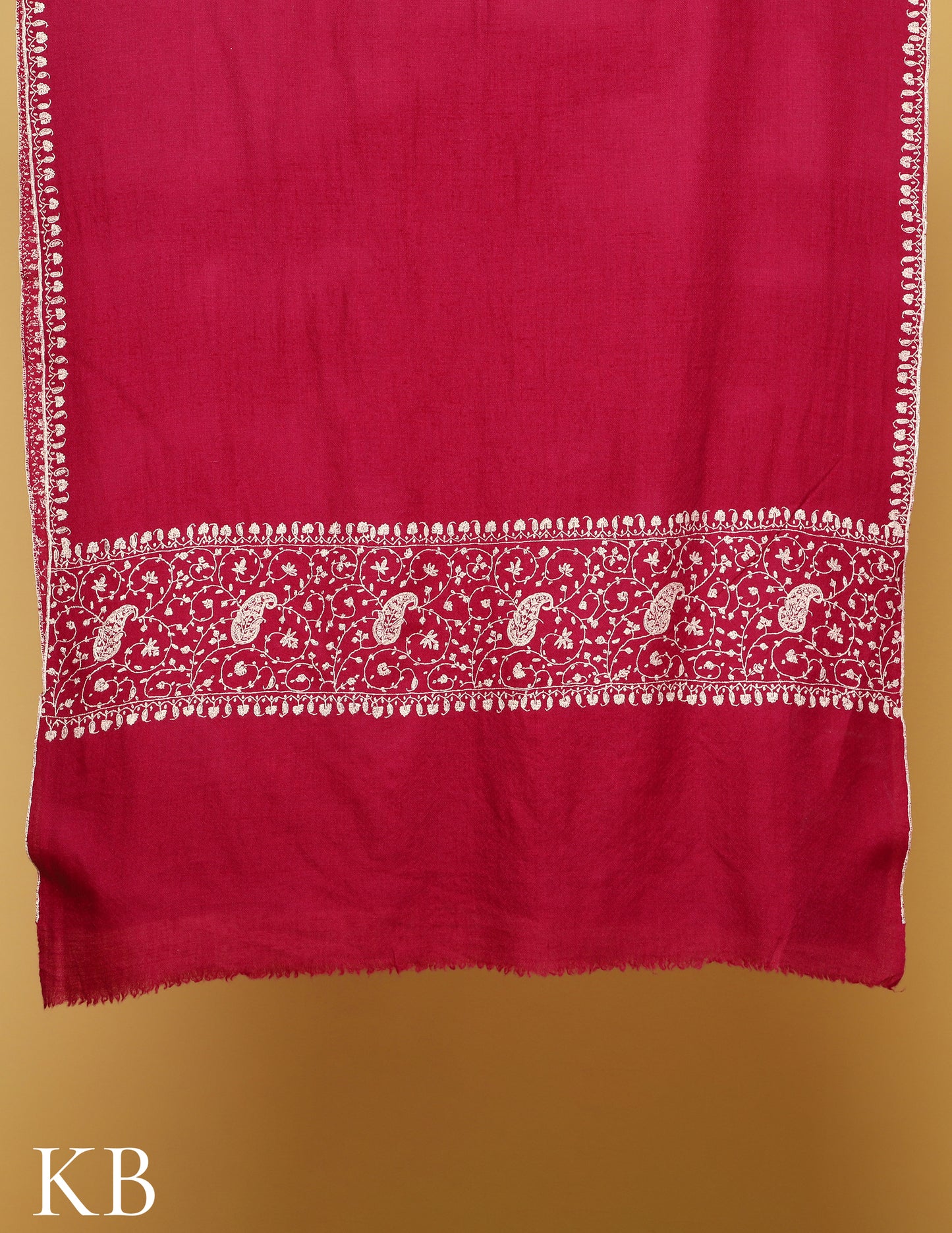 Magenta Sozni Embroidered Pure Pashmina Stole - Kashmir Box