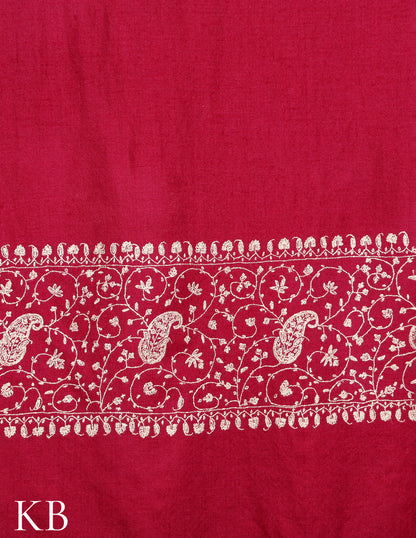 Magenta Sozni Embroidered Pure Pashmina Stole - Kashmir Box