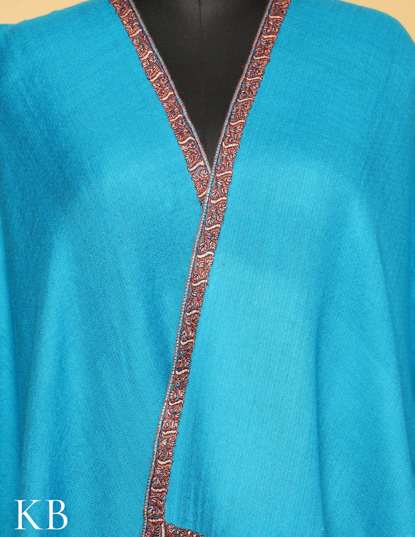 Blue Atoll Sozni Embroidered Pure Pashmina Stole - Kashmir Box