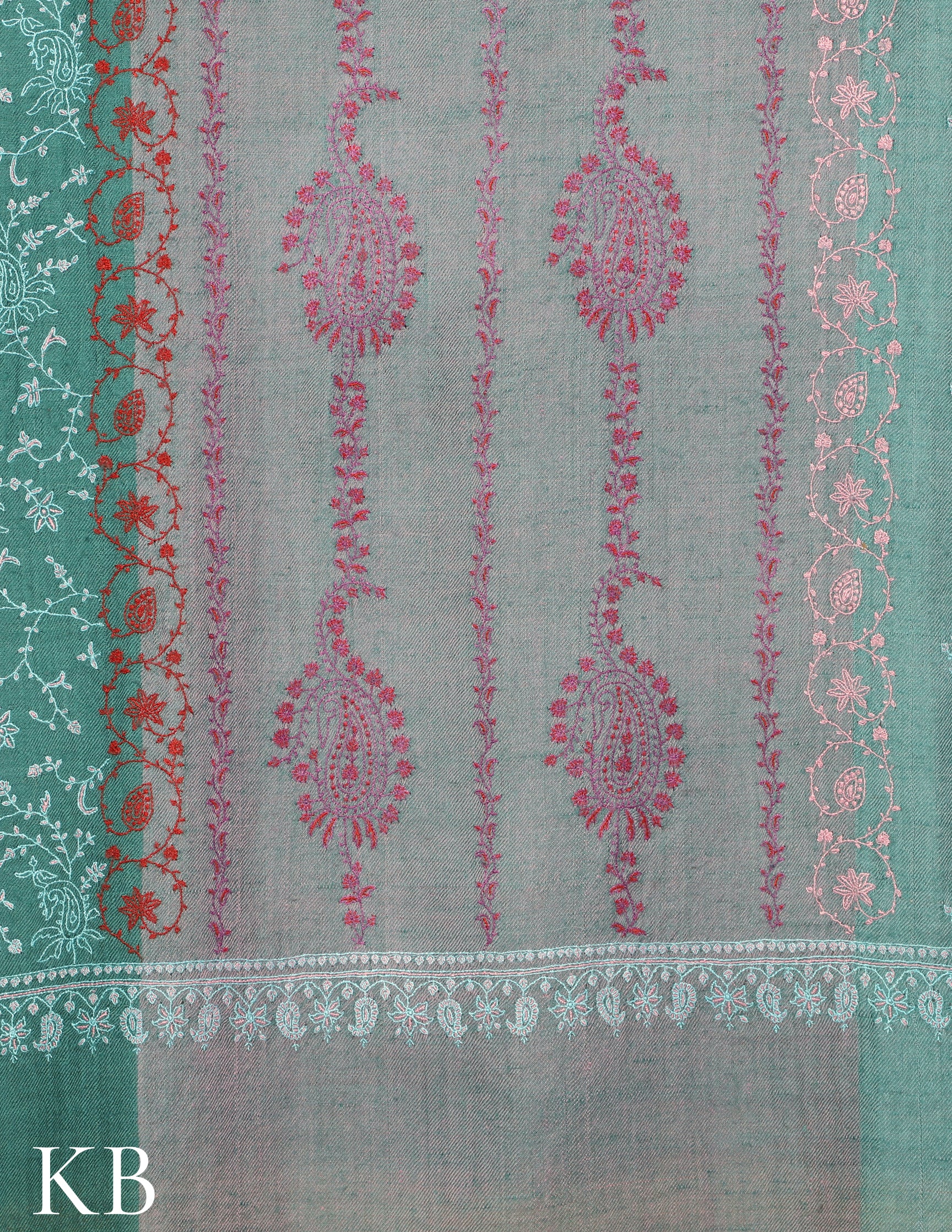 Multicolor Pure Pashmina Shawl Sozni Embroidered - Kashmir Box
