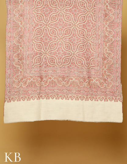 Ivory Jamawar Sozni Embroidered Pure Pashmina Shawl - Kashmir Box