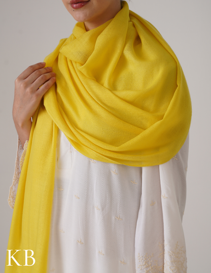Lemon Solid Woollen Shawl | Cheerful Daily Wrap - Kashmir Box