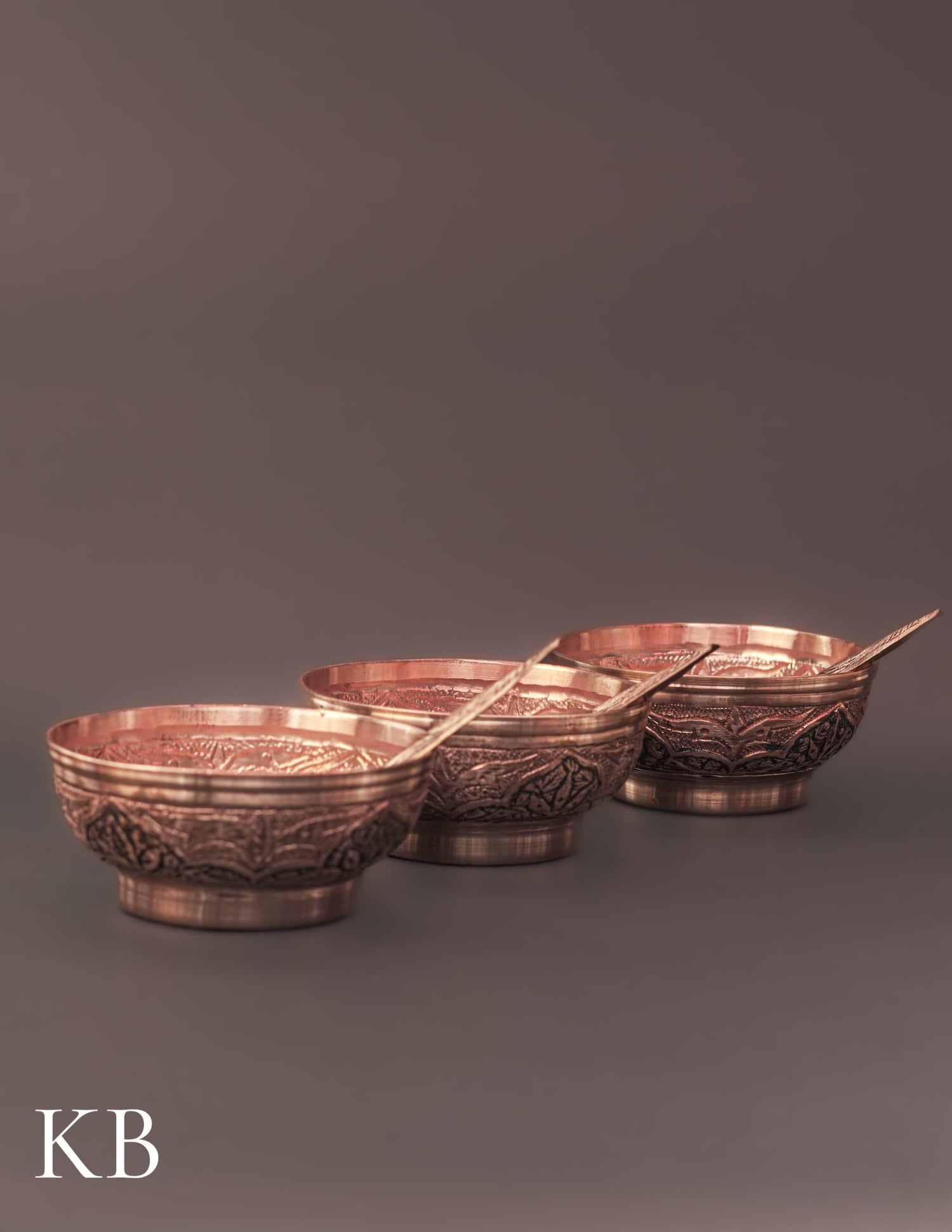 Kashmiri Copperware Small Bowl with Spoon | Artisan-Made | Handcrafted Heritage - Kashmir Box