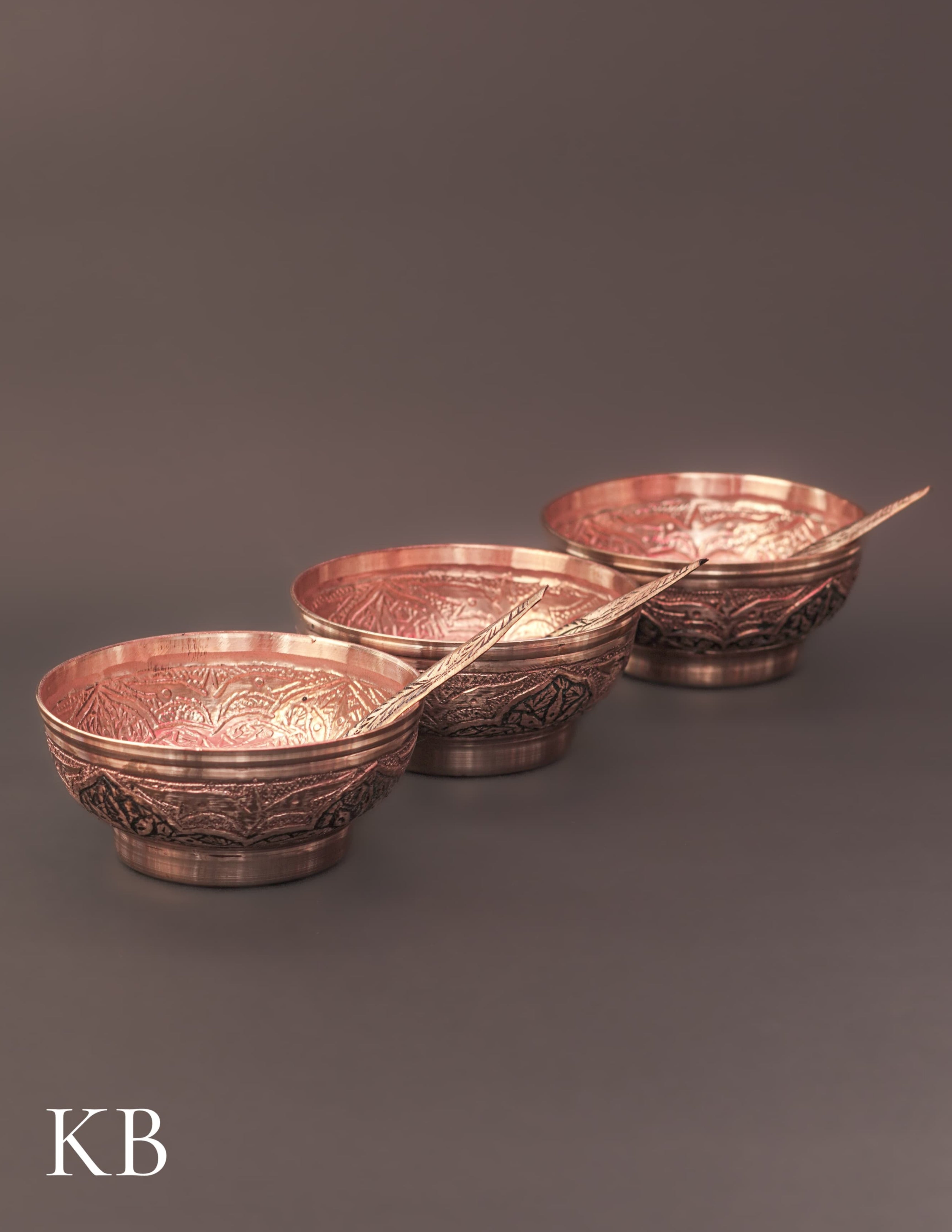 Kashmiri Copperware Small Bowl with Spoon | Artisan-Made | Handcrafted Heritage - Kashmir Box