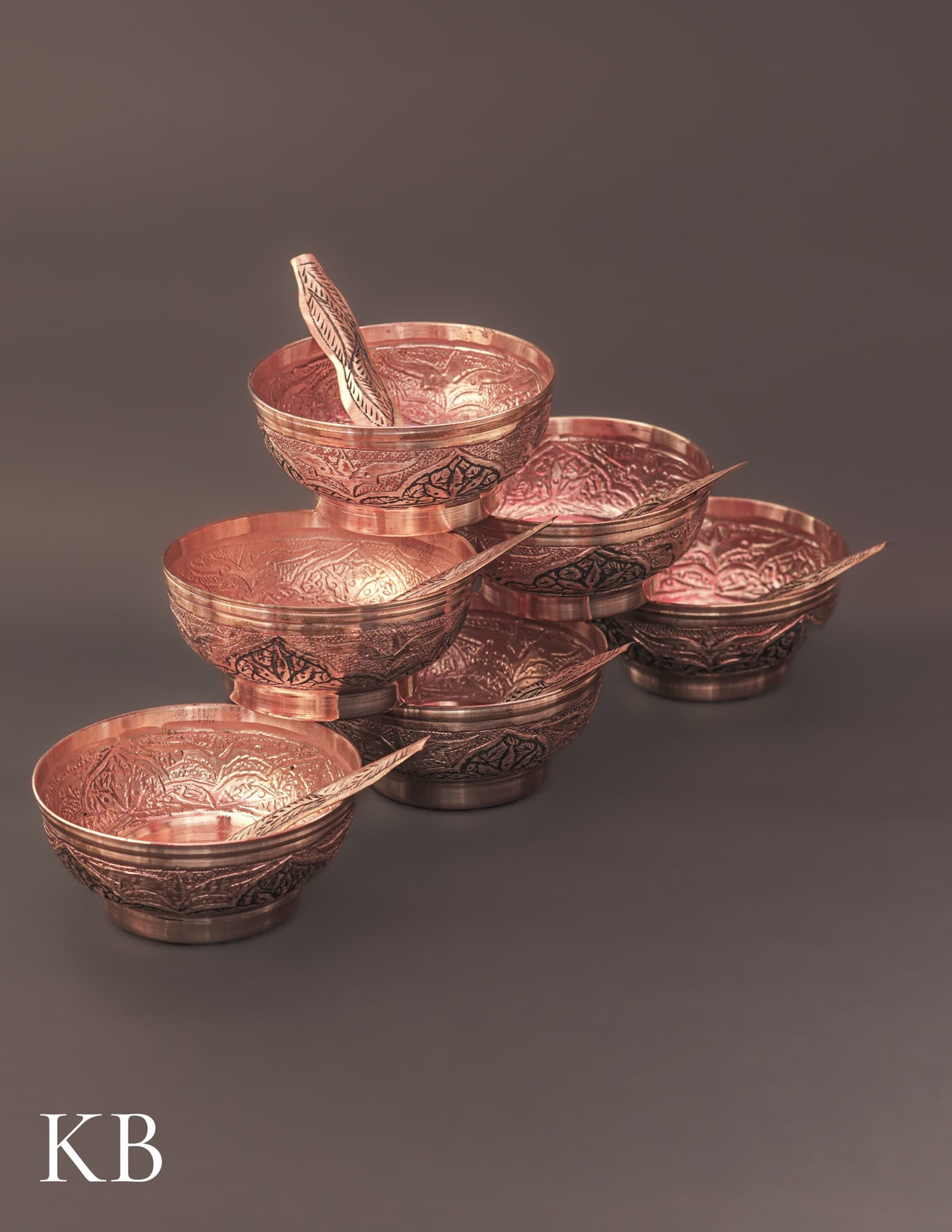 Kashmiri Copperware Small Bowl with Spoon | Artisan-Made | Handcrafted Heritage - Kashmir Box