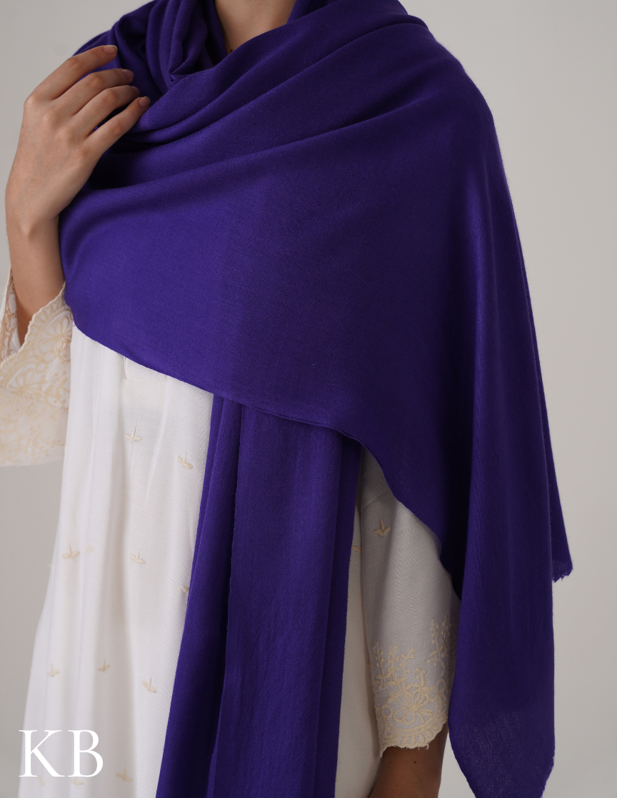 Royal Blue Solid Woollen Shawl | Everyday Warmth from Kashmir - Kashmir Box