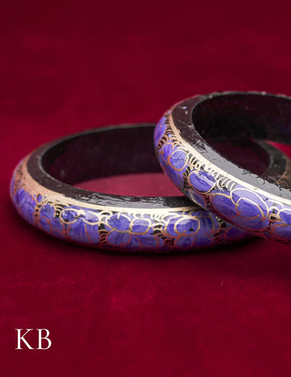 Kashmiri Papier Mâché Bangles (Set of 2, Blue) | Artisan-Made | Handcrafted Heritage - Kashmir Box