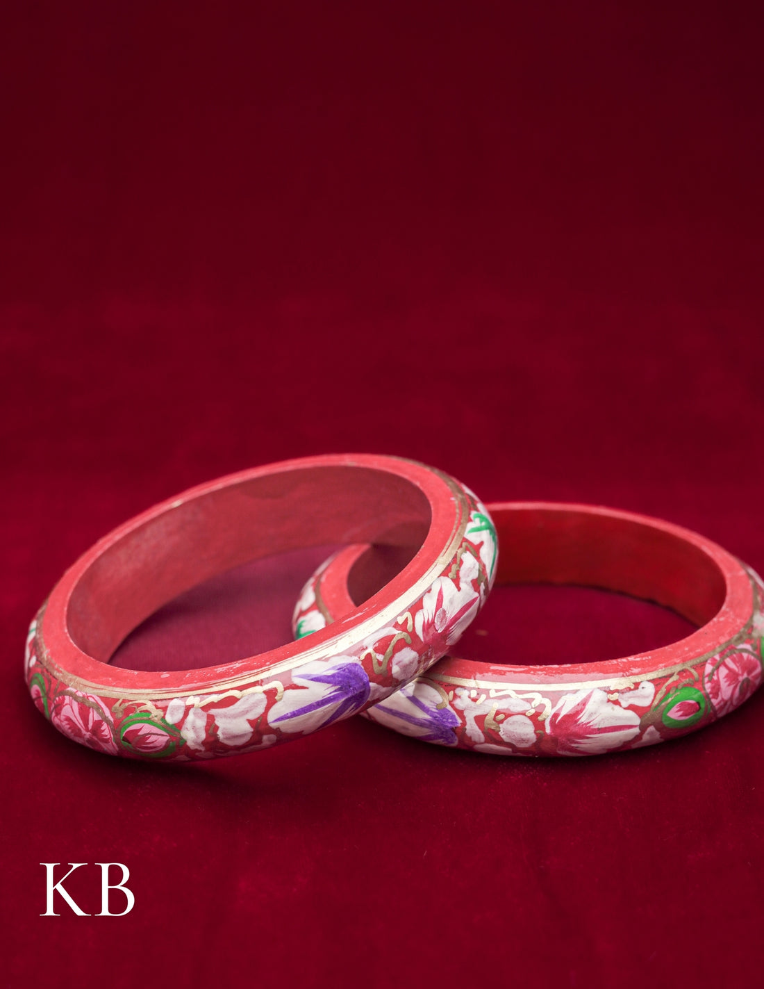 Kashmiri Papier Mâché Bangles (Set of 2, Red) | Artisan-Made | Handcrafted Heritage - Kashmir Box