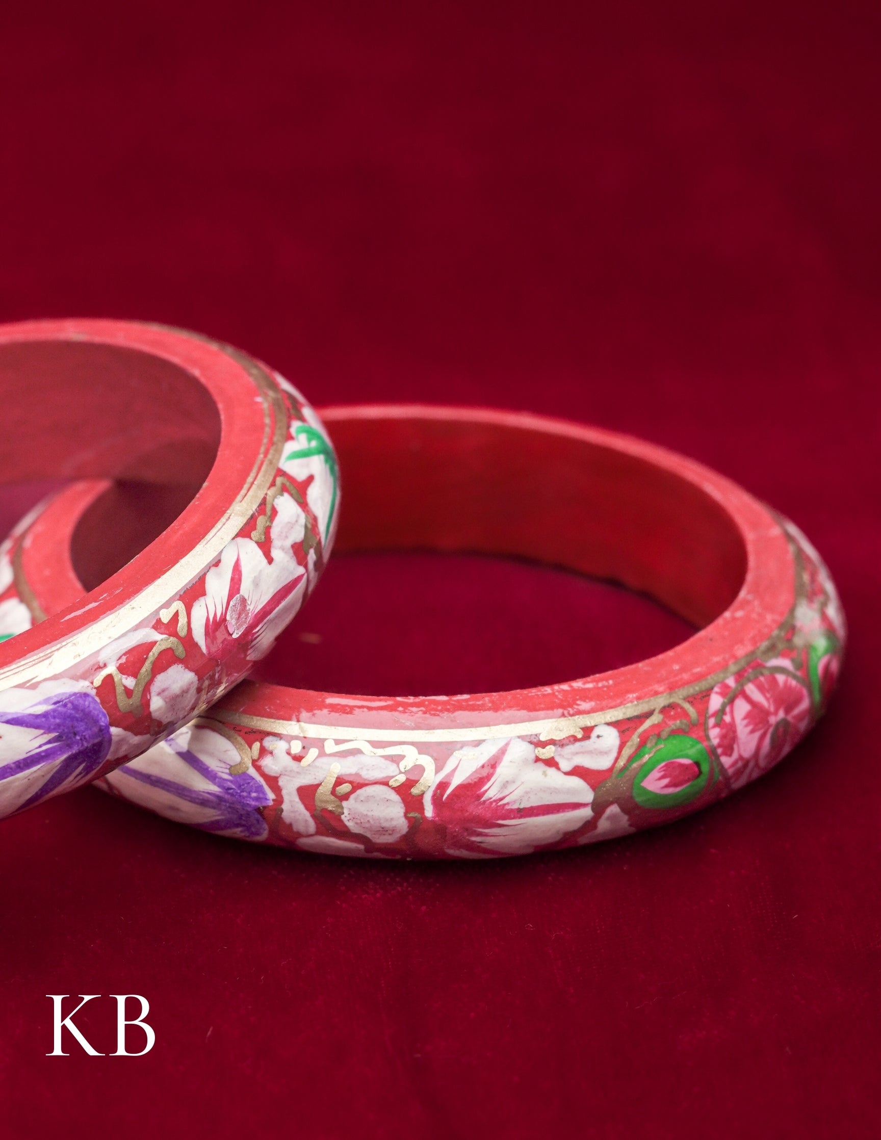 Kashmiri Papier Mâché Bangles (Set of 2, Red) | Artisan-Made | Handcrafted Heritage - Kashmir Box