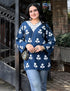 Blue Rayon Kurti – Light Blue & Red Dual Tone Embroidery | Office Ethnic Wear - Kashmir Box