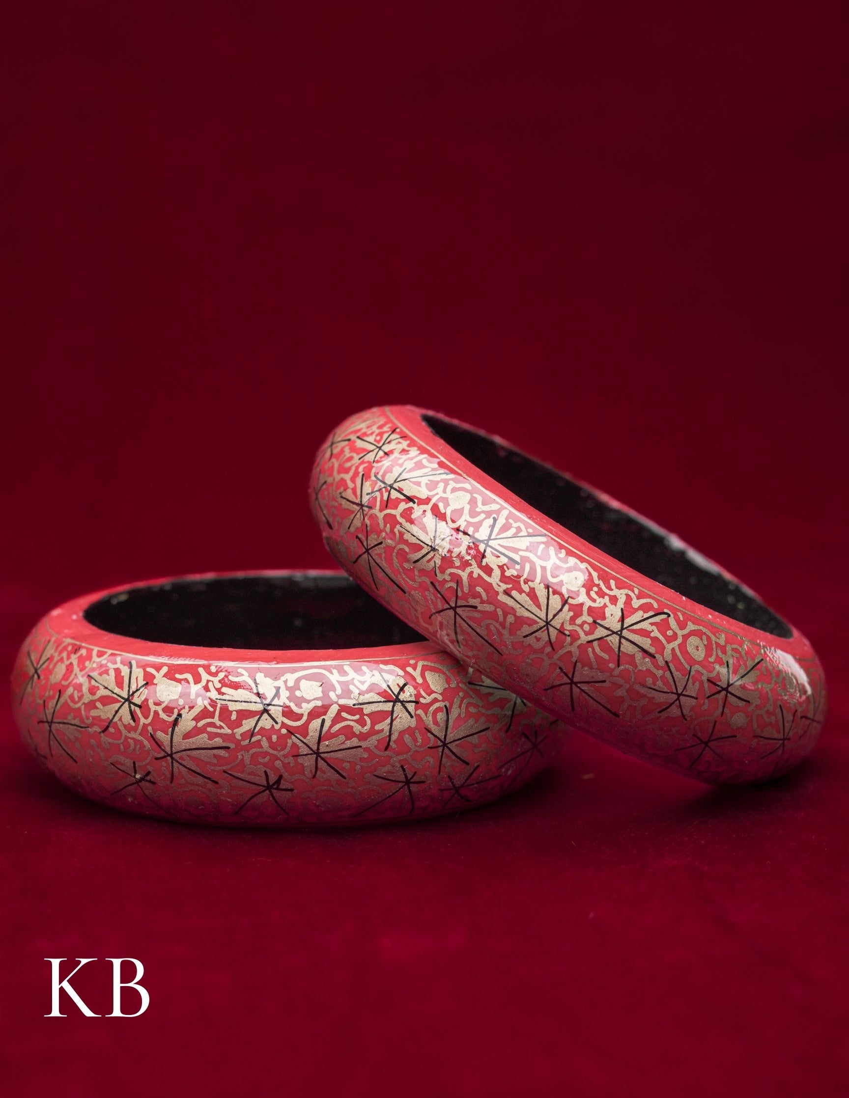 Kashmiri Papier Mâché Bangles (Set of 2, Red) | Artisan-Made | Handcrafted Heritage - Kashmir Box