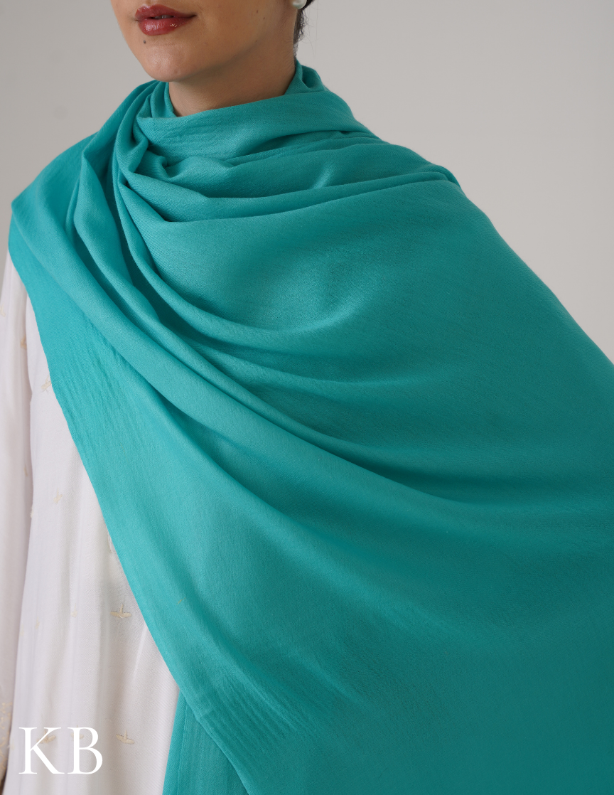 Misty Sea Green Solid Woollen Shawl | Subtle Everyday Style - Kashmir Box