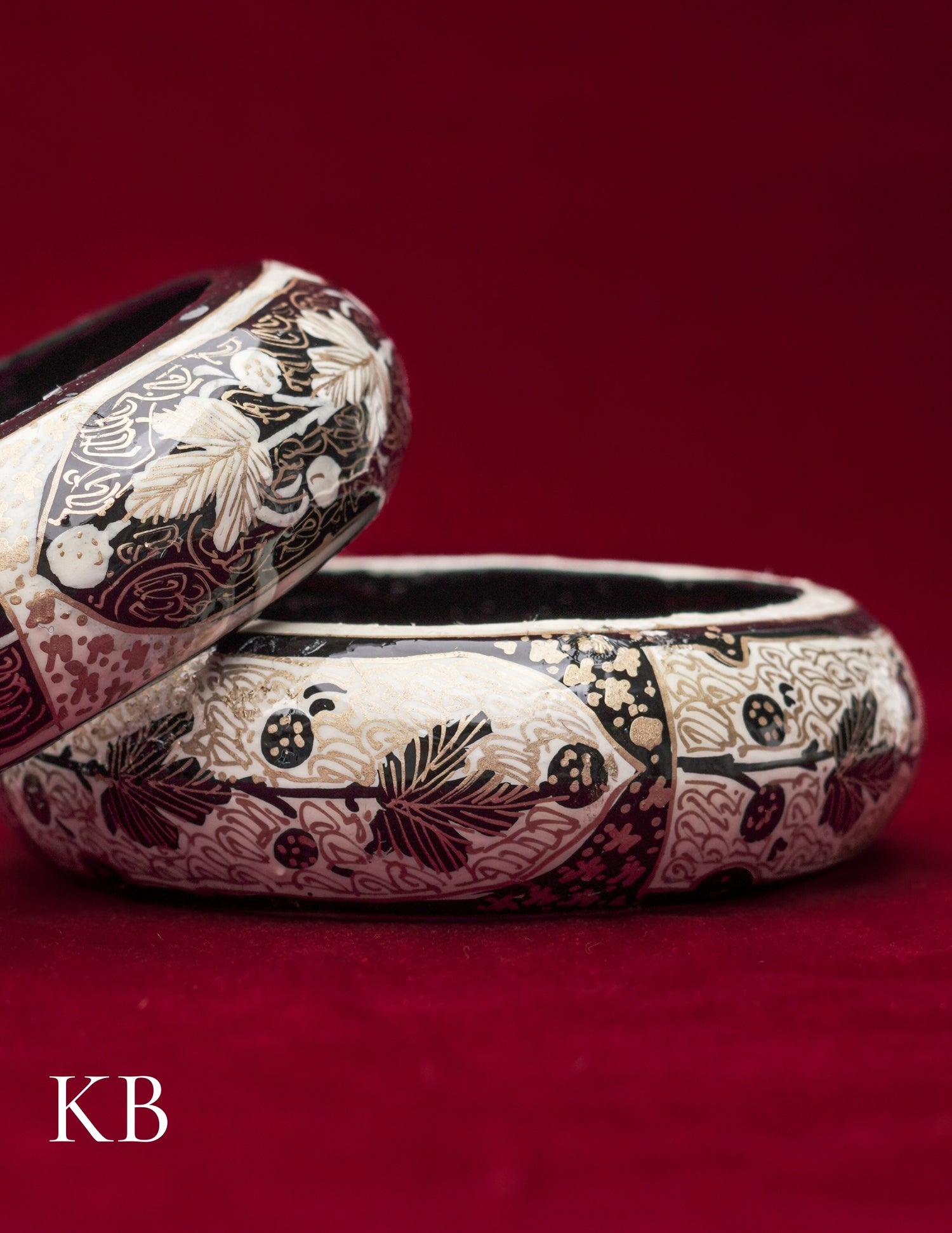 Kashmiri Papier Mâché Bangles (Set of 2, White) | Artisan-Made | Handcrafted Heritage - Kashmir Box