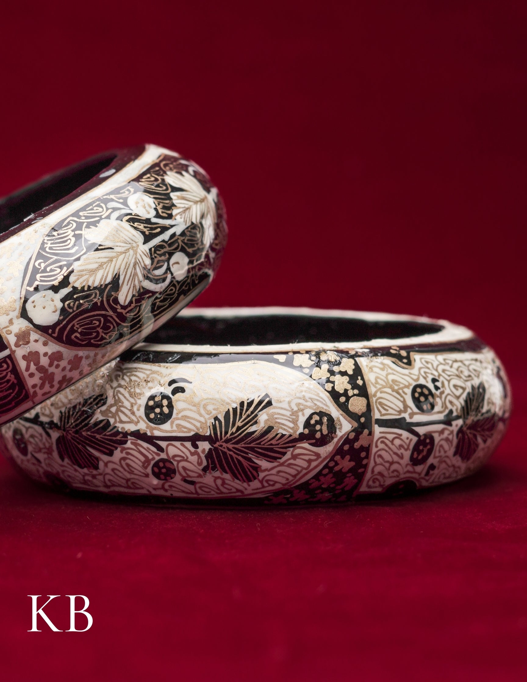 Kashmiri Papier Mâché Bangles (Set of 2, White) | Artisan-Made | Handcrafted Heritage - Kashmir Box