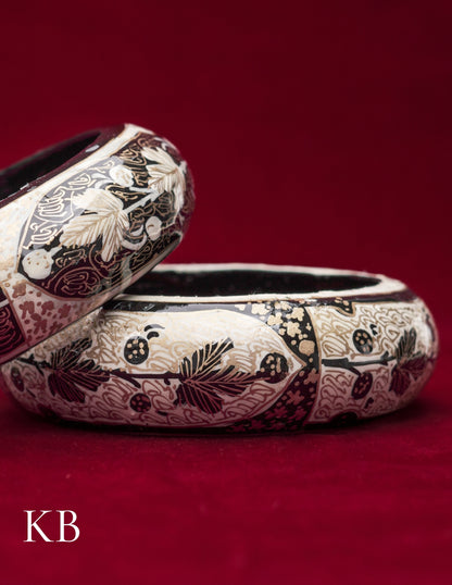 Kashmiri Papier Mâché Bangles (Set of 2, White) | Artisan-Made | Handcrafted Heritage - Kashmir Box