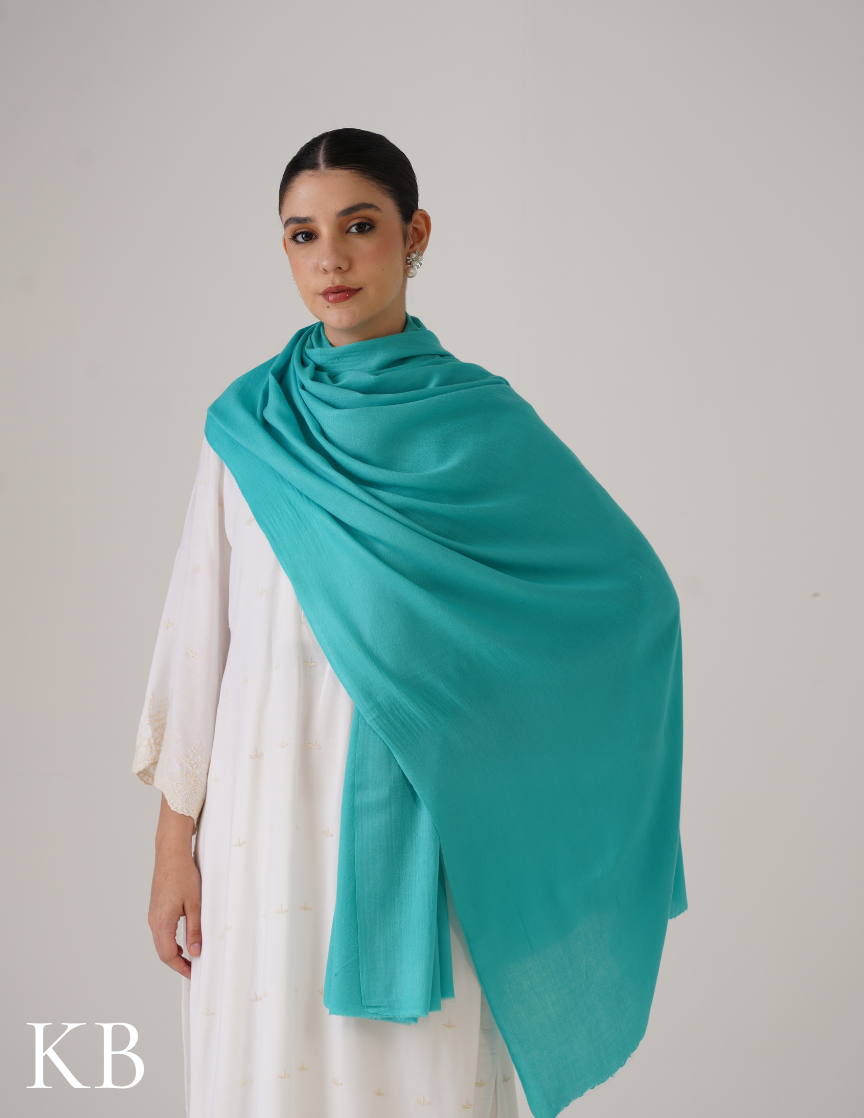 Misty Sea Green Solid Woollen Shawl | Subtle Everyday Style - Kashmir Box