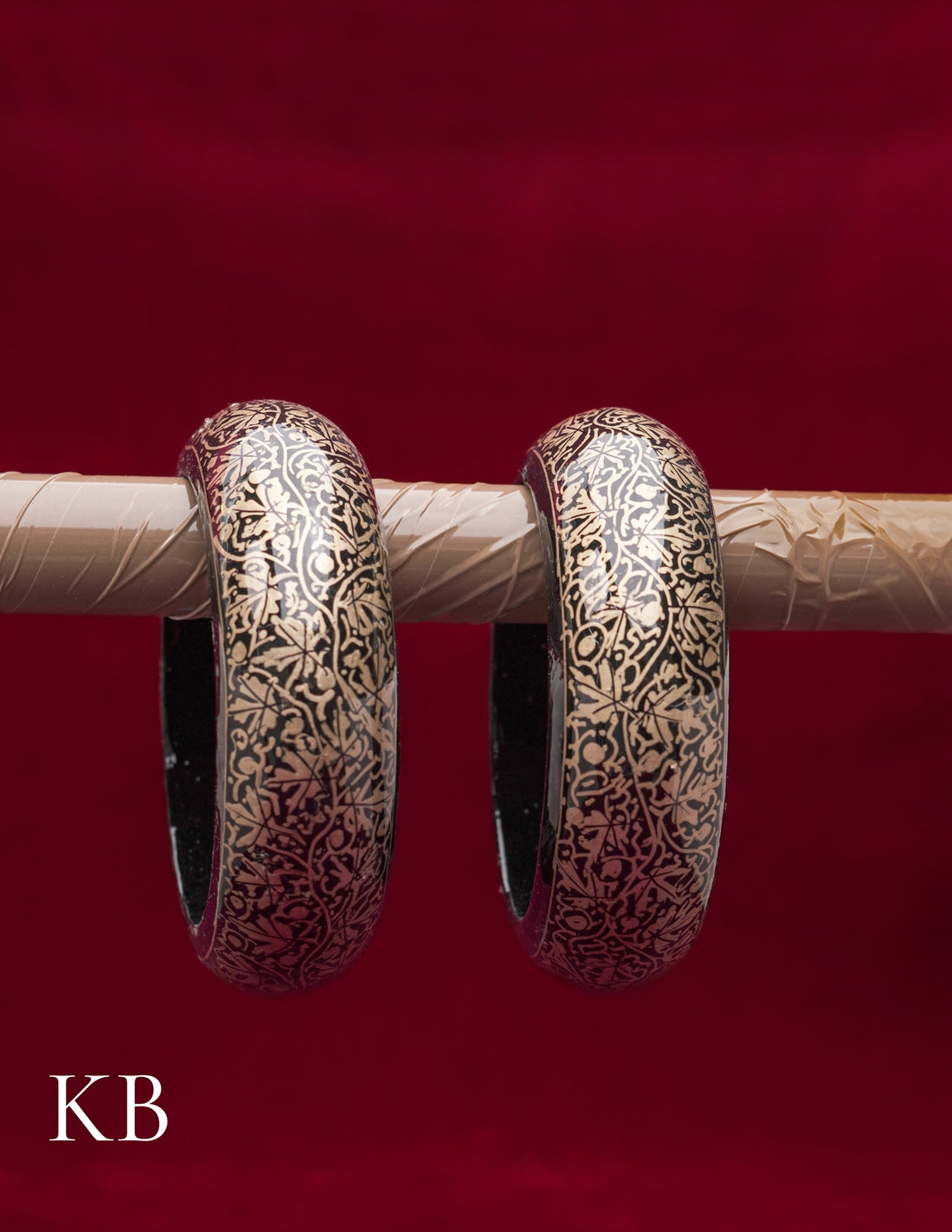 Kashmiri Papier Mâché Bangles (Set of 2, Black) | Artisan-Made | Handcrafted Heritage - Kashmir Box