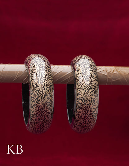 Kashmiri Papier Mâché Bangles (Set of 2, Black) | Artisan-Made | Handcrafted Heritage - Kashmir Box