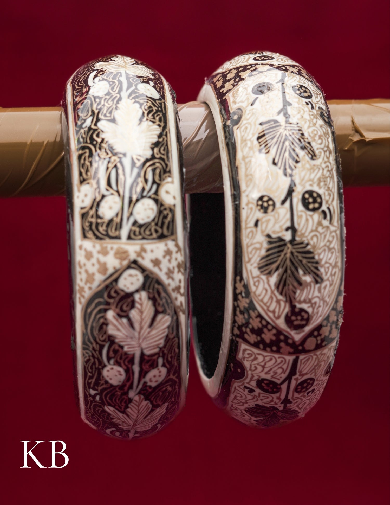 Kashmiri Papier Mâché Bangles (Set of 2, White) | Artisan-Made | Handcrafted Heritage - Kashmir Box