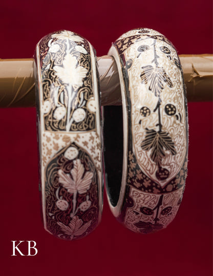 Kashmiri Papier Mâché Bangles (Set of 2, White) | Artisan-Made | Handcrafted Heritage - Kashmir Box