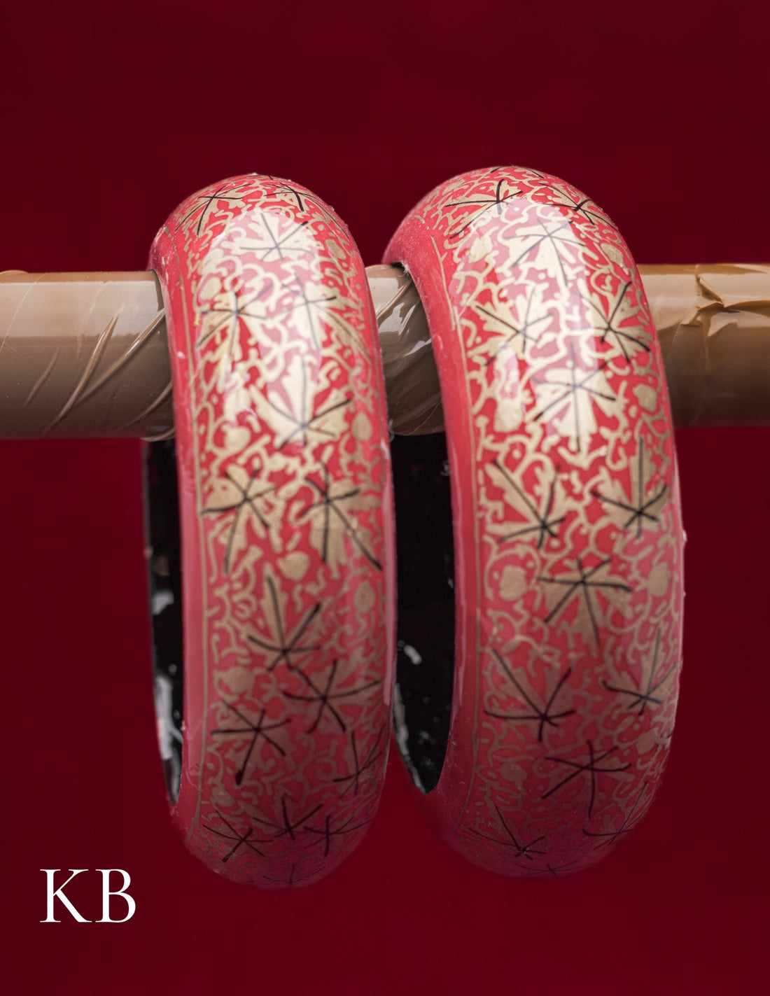 Kashmiri Papier Mâché Bangles (Set of 2, Red) | Artisan-Made | Handcrafted Heritage - Kashmir Box