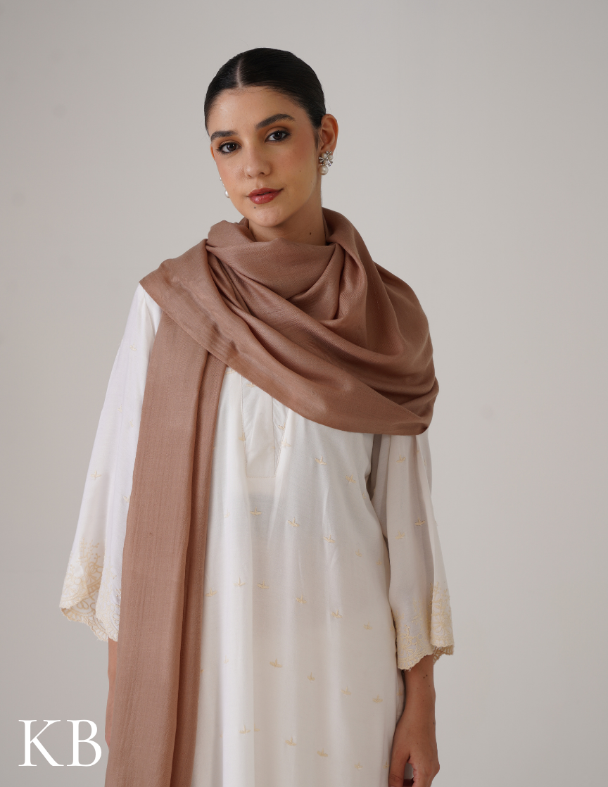 Natural Solid Woollen Shawl | Minimal &amp; Versatile - Kashmir Box