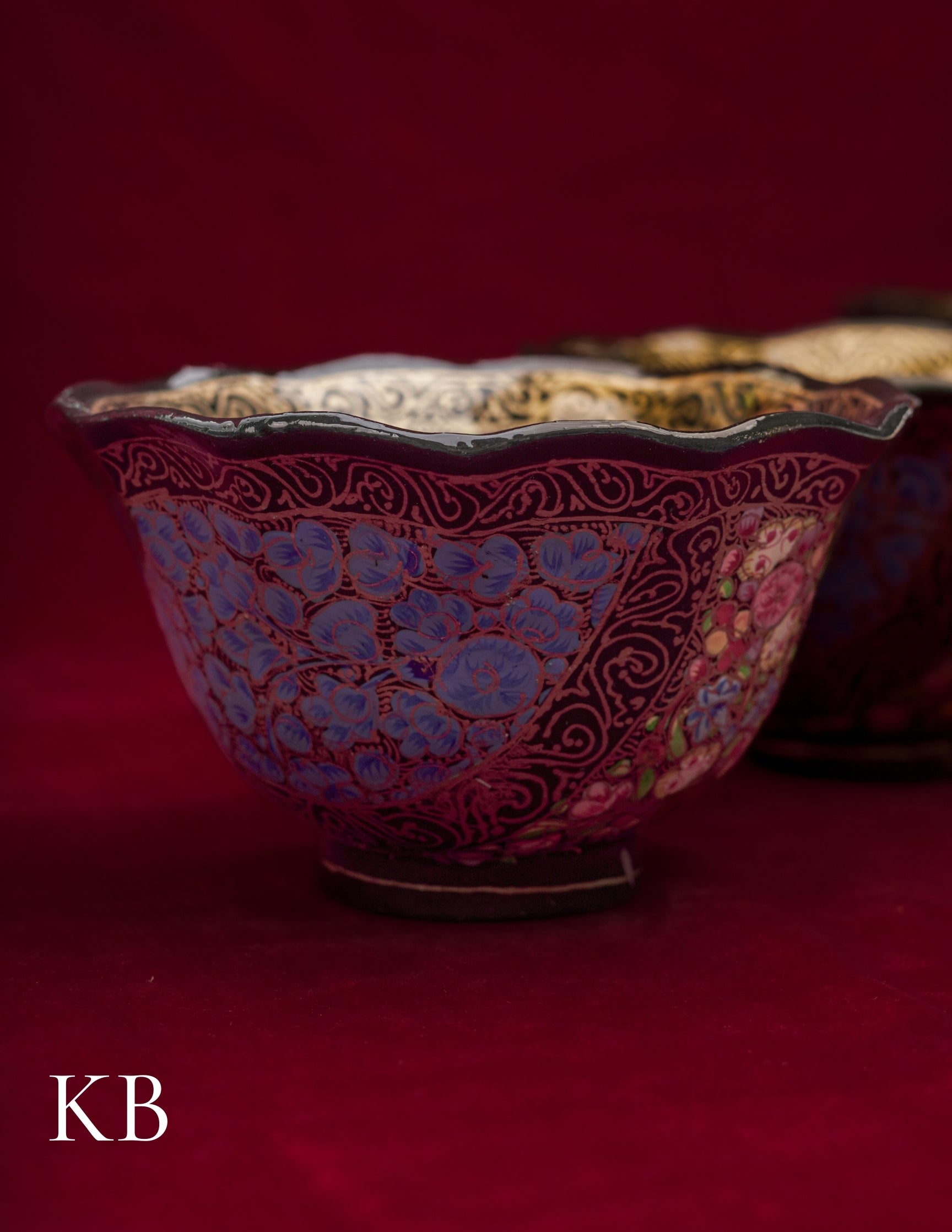 Kashmiri Papier Mâché Bowl – Hand-Painted Floral (Full Work, 4.5 Inch) | Artisan-Made | Handcrafted Heritage - Kashmir Box