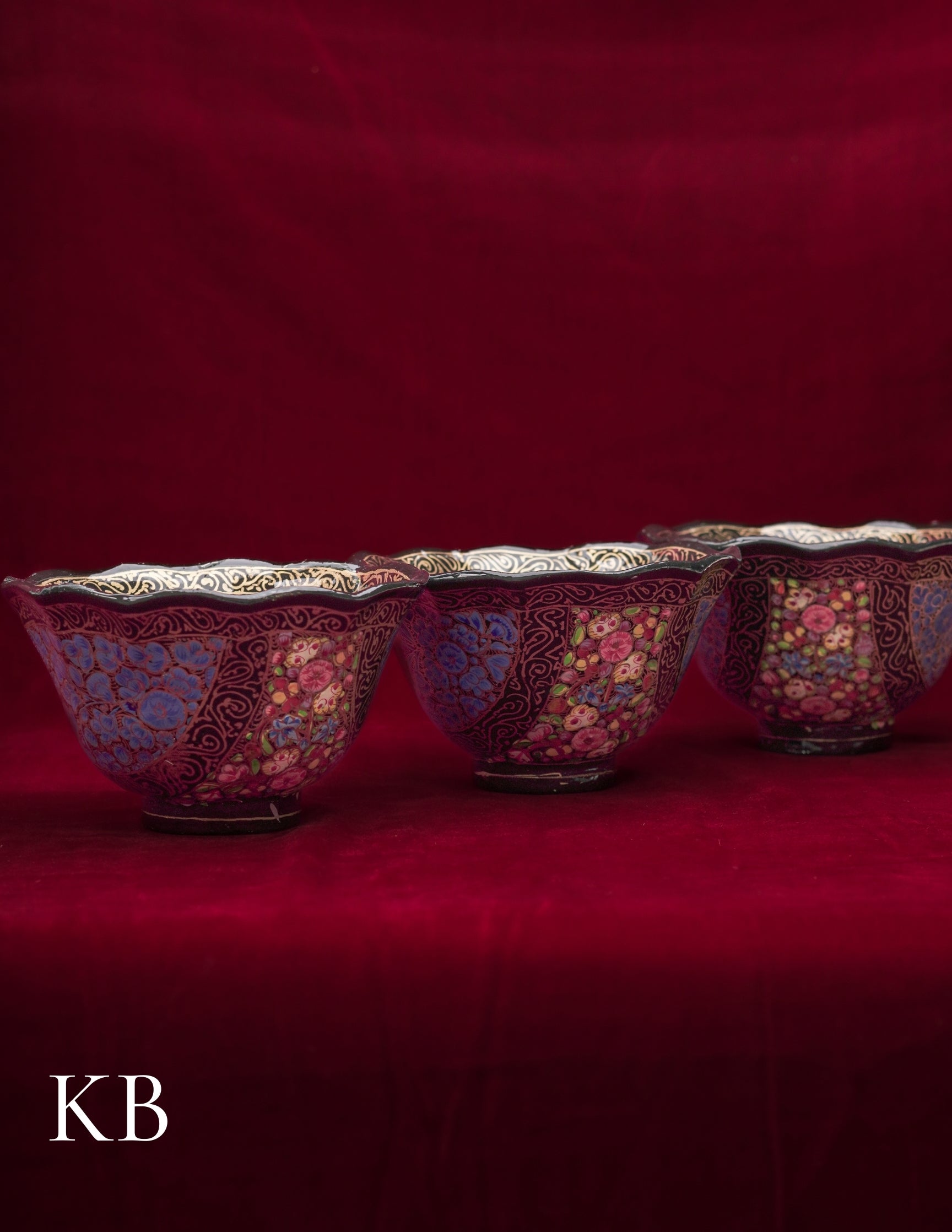 Kashmiri Papier Mâché Bowl – Hand-Painted Floral (Full Work, 4.5 Inch) | Artisan-Made | Handcrafted Heritage - Kashmir Box