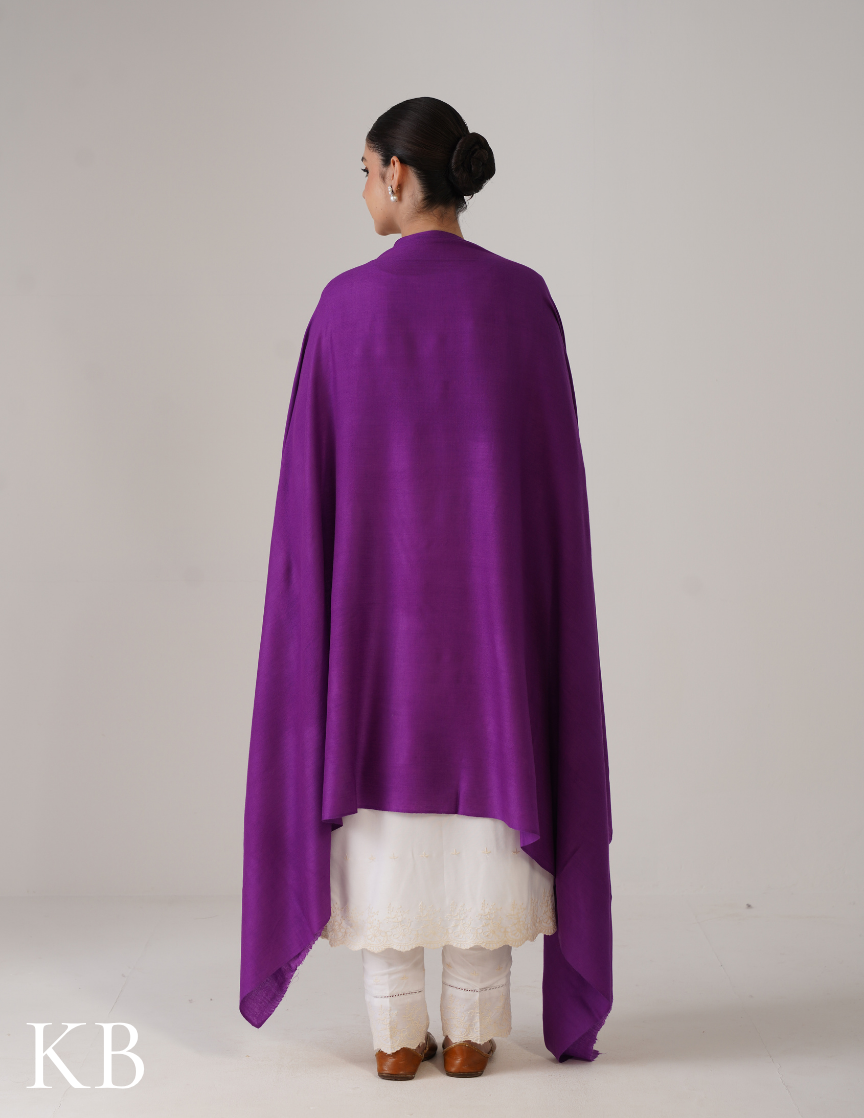 Violet Solid Woollen Shawl | Subtle Statement Wrap - Kashmir Box