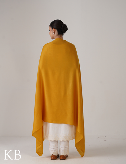 Mustard Yellow Solid Woollen Shawl | Bright Everyday Warmth - Kashmir Box