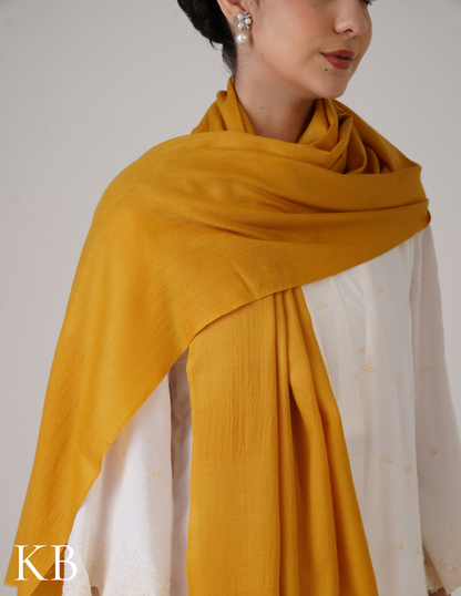 Mustard Yellow Solid Woollen Shawl | Bright Everyday Warmth - Kashmir Box