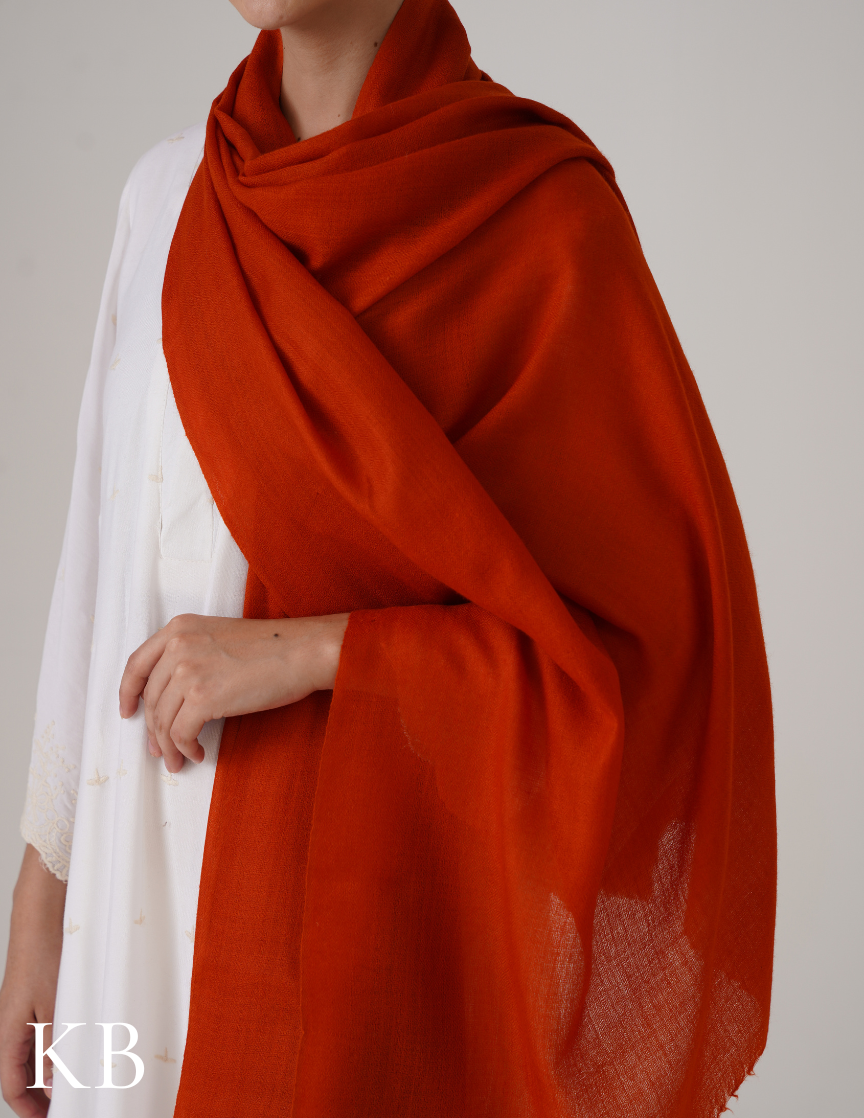 Scarlet Red Solid Woollen Wrap | Bright Winter Classic - Kashmir Box